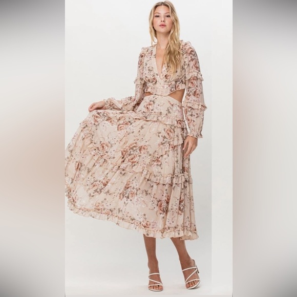 Floral Ruffle Maxi Dress - Picture 3 of 5